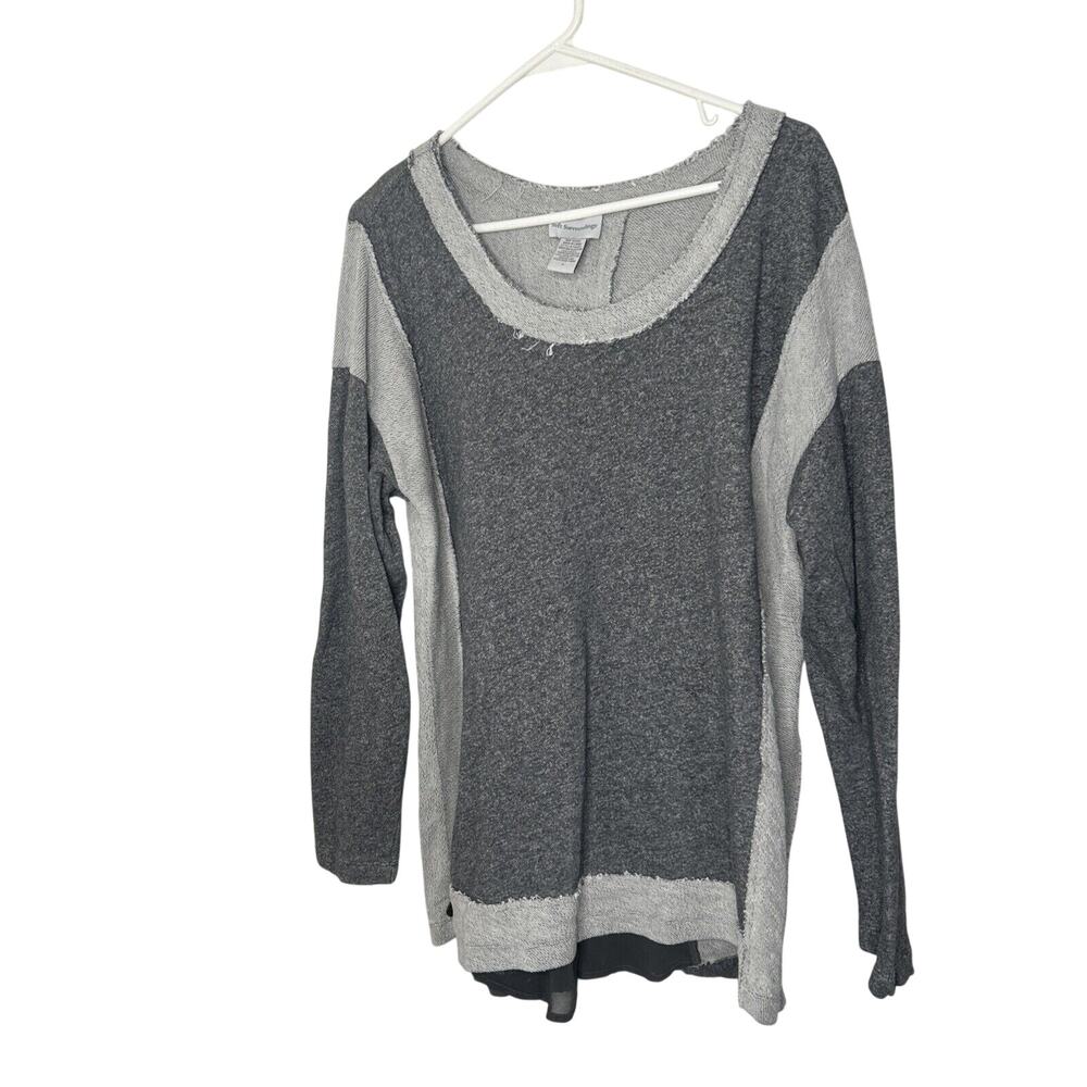 Women’s Soft Surroundings Gray Raw Edge Seamed Pullover Sweater Sz Medium